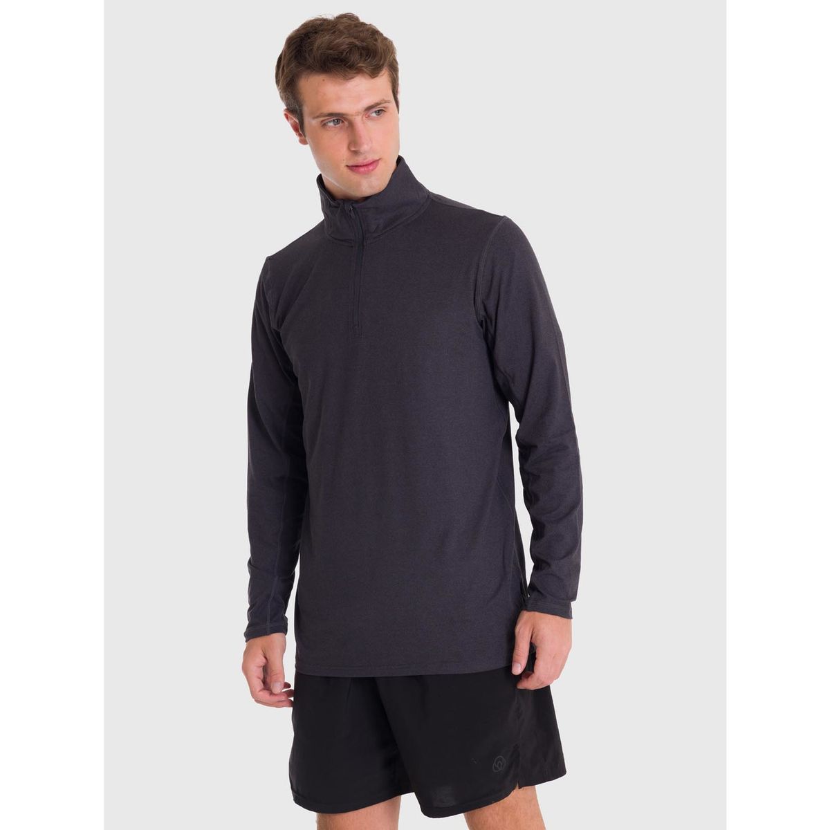 BSOUL - Polerón Hombre Half Zip Sweatshirt Negro BSOUL