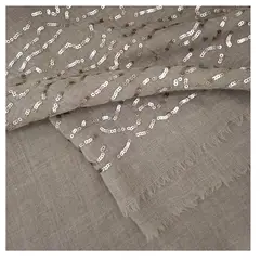 VANE COLLECTION - Pañoleta echarpe color fango 92% Lana 8% Seda bordada con lentejuelas