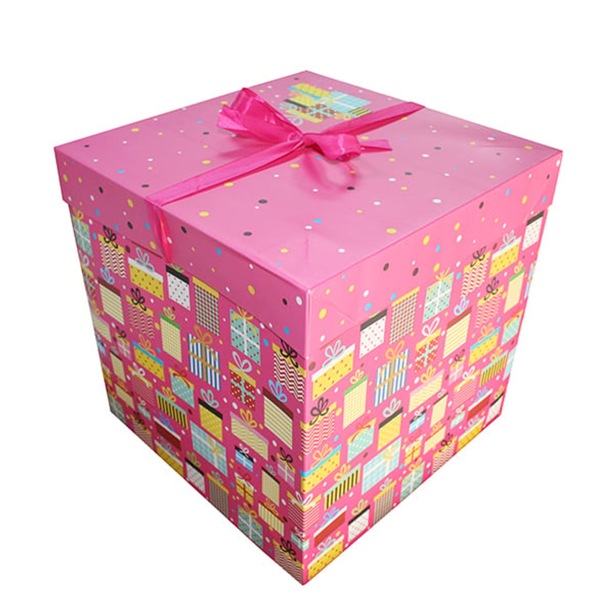 GENERICO - CAJA PLEGABLE REGALO FUCSIA GIGANTE 30X30 CM X12 UNI