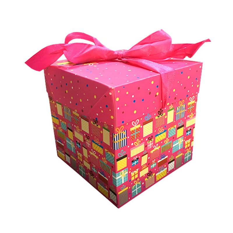 GENERICO - CAJA PLEGABLE REGALO FUCSIA MEDIANO 15X15 X12 UNI