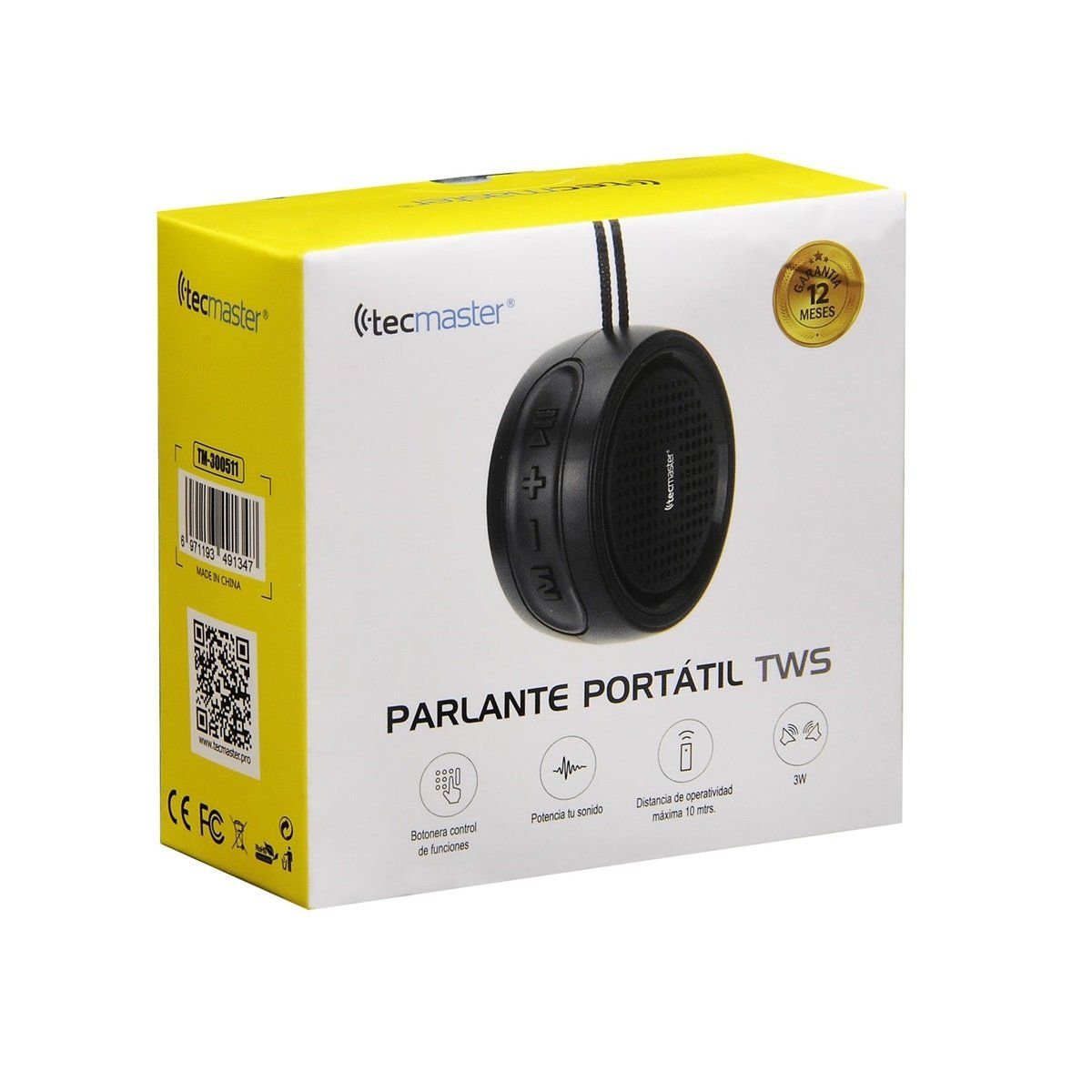 TECMASTER - Parlante Portátil Tws 3w Tecmaster Negro