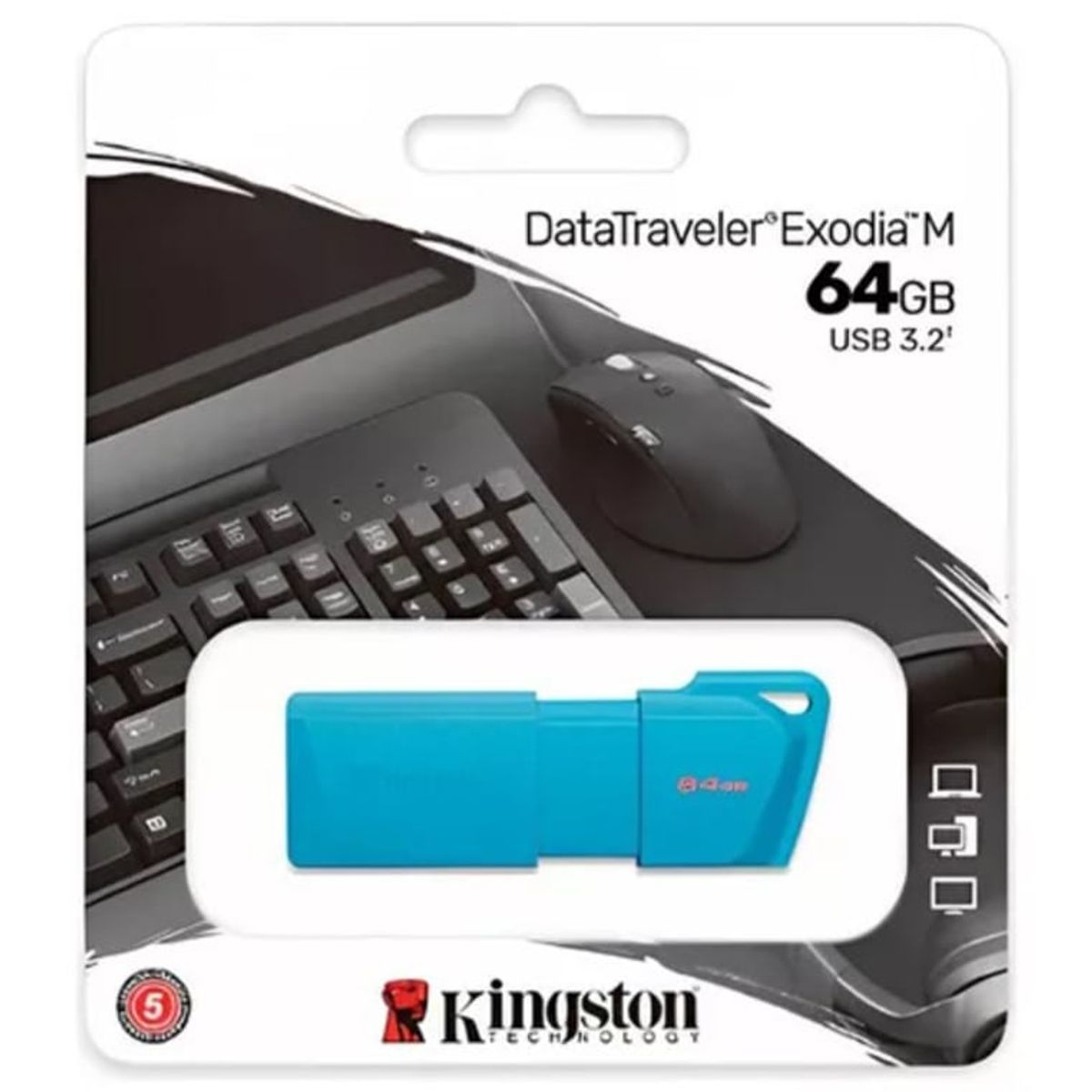 KINGSTON - Pendrive KINGSTON  64GB USB3.2 Gen1 DataTraveler Exodia M Celeste Aqua