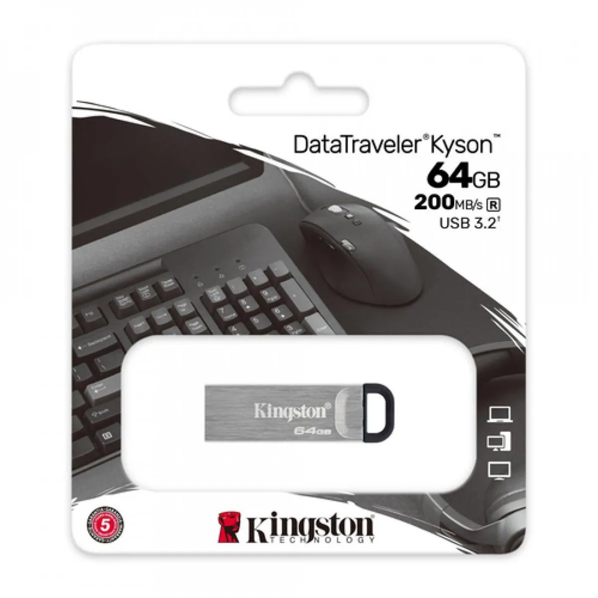 KINGSTON - Pendrive Kingston Kyson 64GB USB 3.2 Gen 1 Metálico