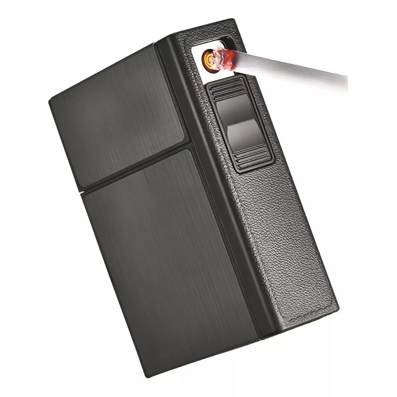 GENERICO - Cigarrera Con Encendedor Incluido On Side - Gris Oscura