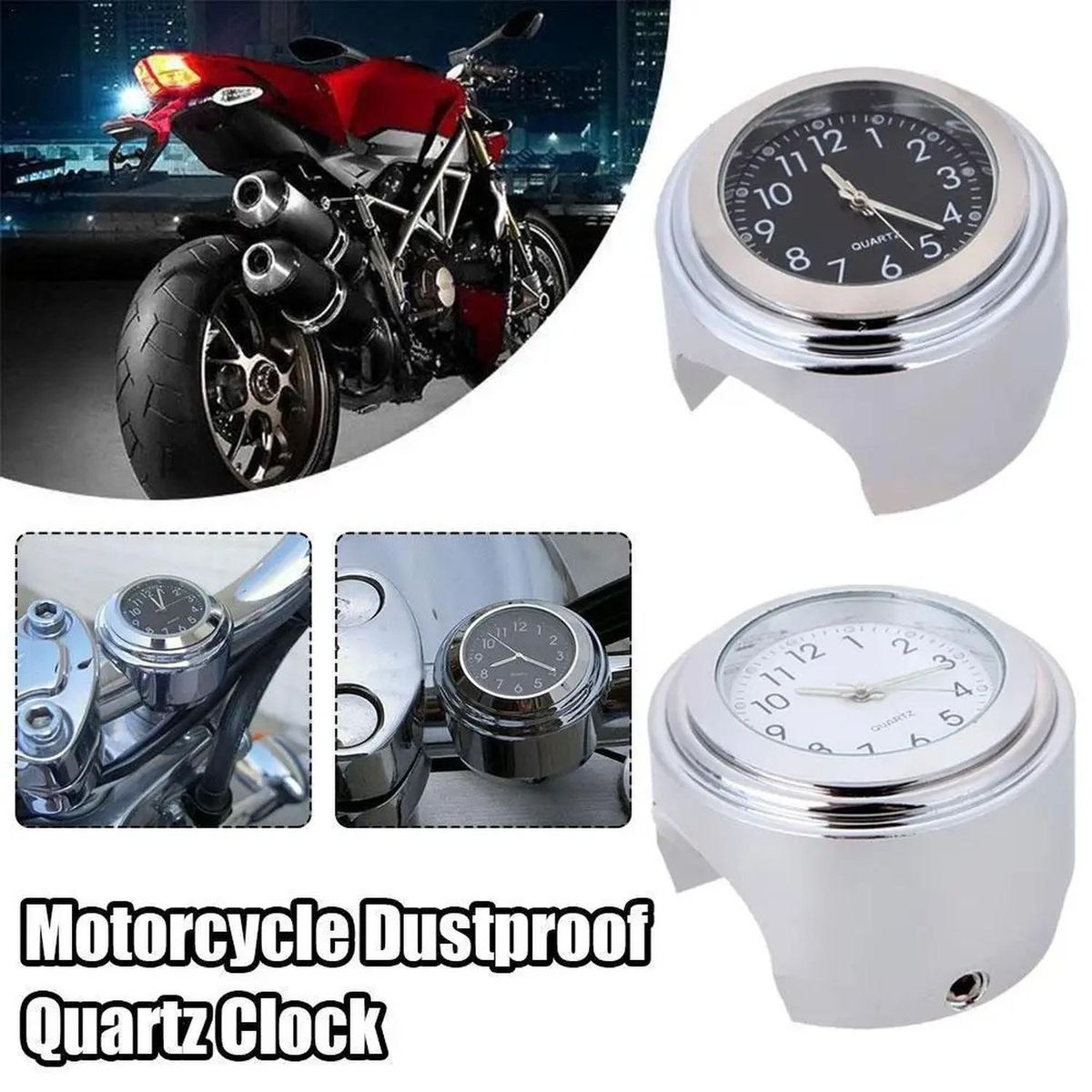 GENERICO - Reloj para moto - Cromaro - Fondo Negro