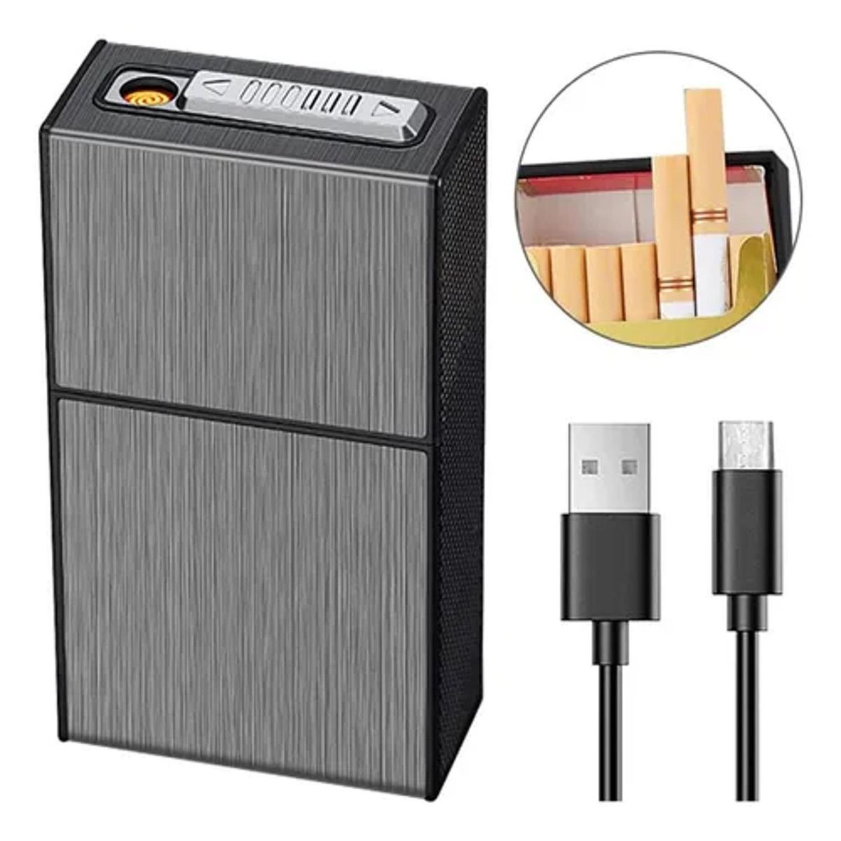 GENERICO - Cigarrera con encendedor - SR - No Desmontable - Dorada