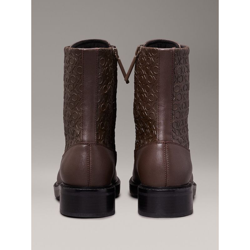 CALVIN KLEIN - Botas Flat Combat Café Calvin Klein