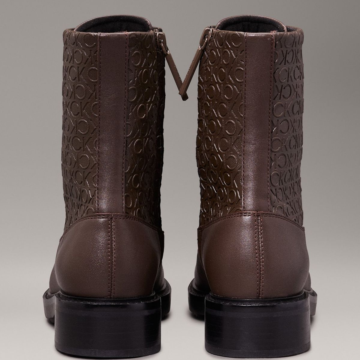 CALVIN KLEIN - Botas Flat Combat Café Calvin Klein