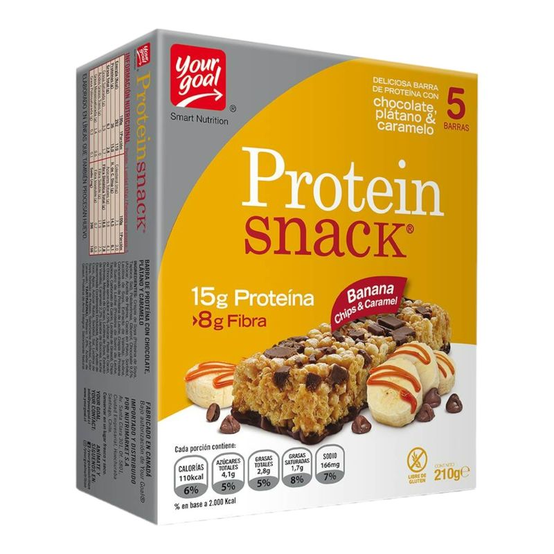 YOURGOAL - 5 Barras de Proteína Snack Banana chips - 15gr - YOUR GOAL
