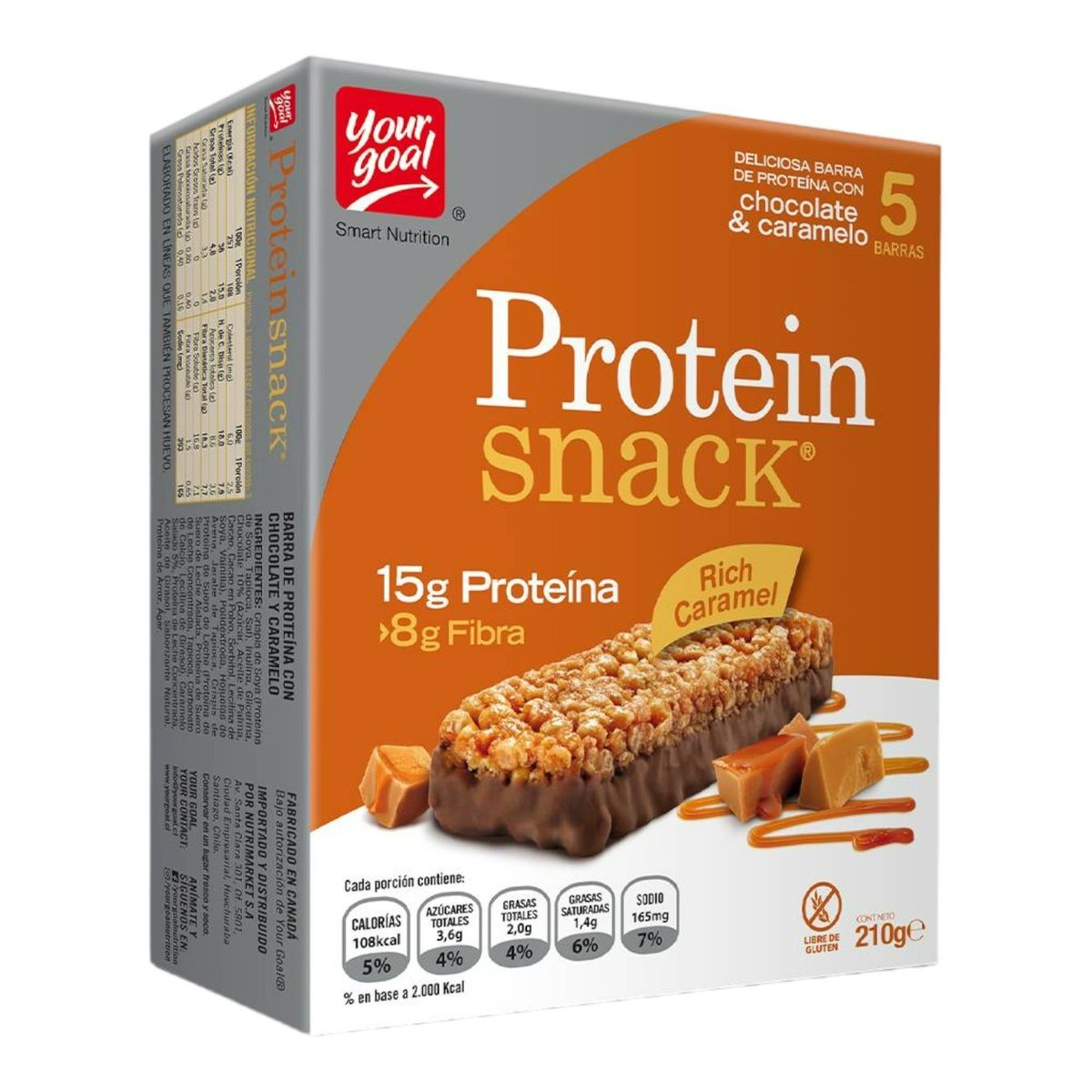 YOUR GOAL - 5 BARRAS DE PROTEINA SNACK RICH CARAMEL 15gr - YOUR GOAL