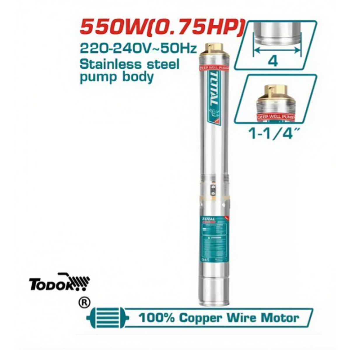 TOTAL - Bomba De Agua Para Pozo Profundo 550w 075hp Total Twp55501