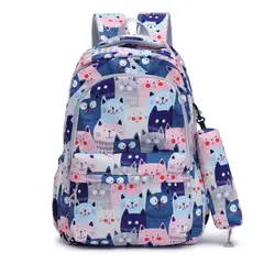 UTILISIMO - Mochila Escolar 44cm Diseño Estampado Cats and Bears Blue Cats