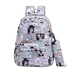 UTILISIMO - Mochila Escolar 44cm Diseño Estampado Cats and Bears Light Gray Bears