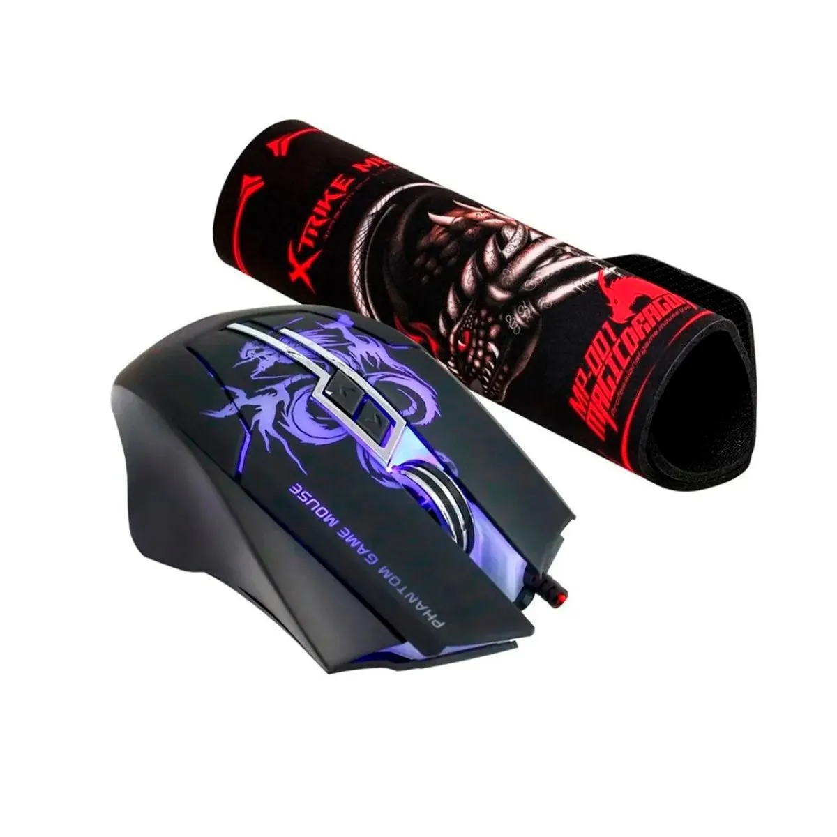 XTRIKE ME - Kit Mousepad + Mouse Gamer Xtrike-Me  con Iluminación Led Rgb