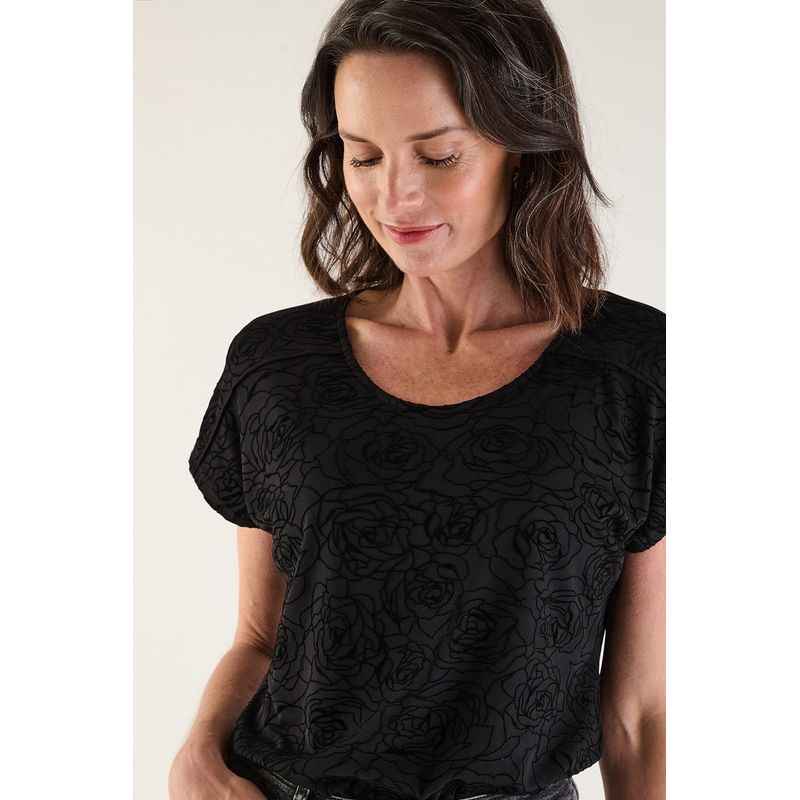 MA GRIFFE - Polera Manga Corta Negro Mujer Magriffe