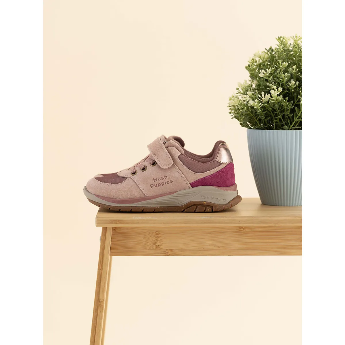 HUSH PUPPIES - Zapatilla Cuero Bambus Niña Rosado HUSH PUPPIES