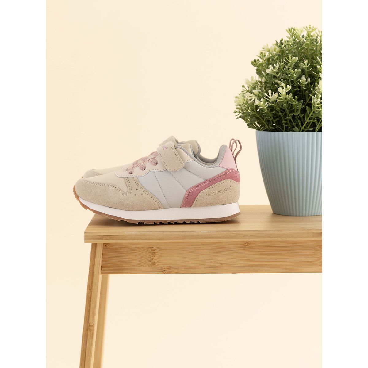 HUSH PUPPIES - Zapatilla Cuero Janet-K Vl Niña Beige HUSH PUPPIES