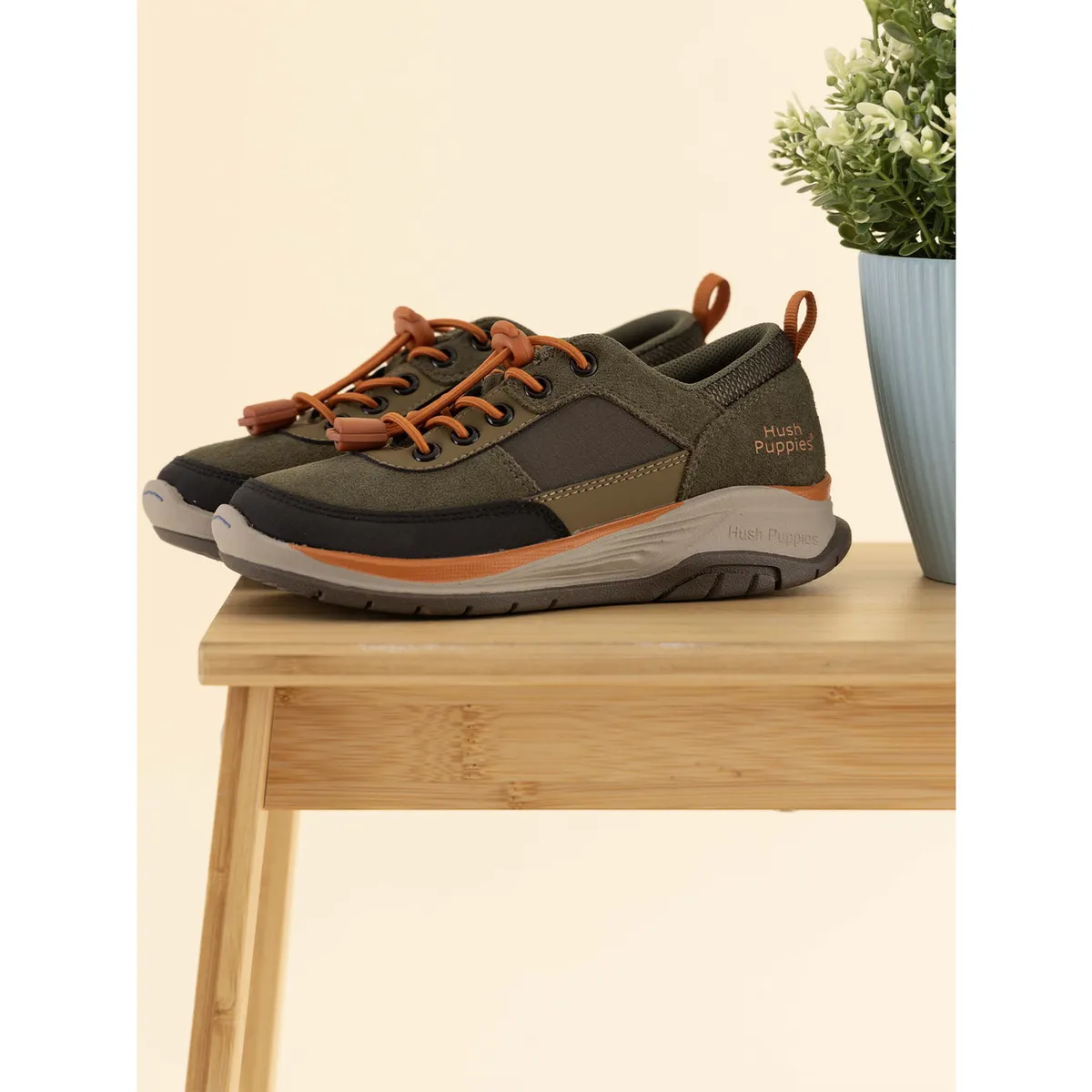 HUSH PUPPIES - Zapatilla Cuero Irving Niño Verde HUSH PUPPIES