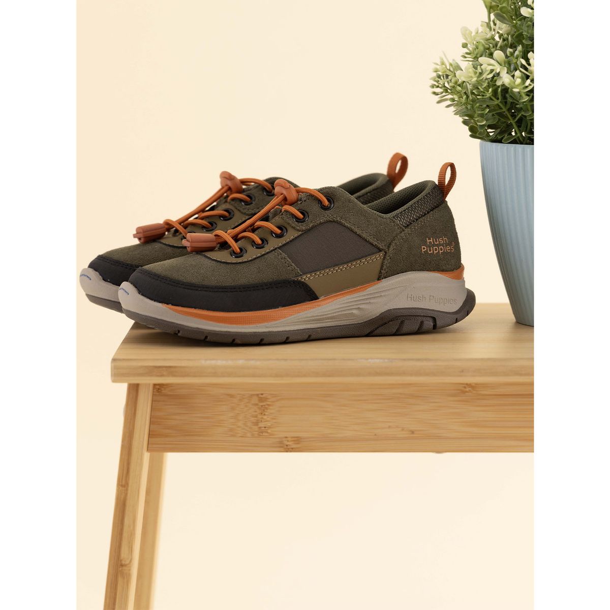 HUSH PUPPIES - Zapatilla Cuero Irving Niño Verde HUSH PUPPIES