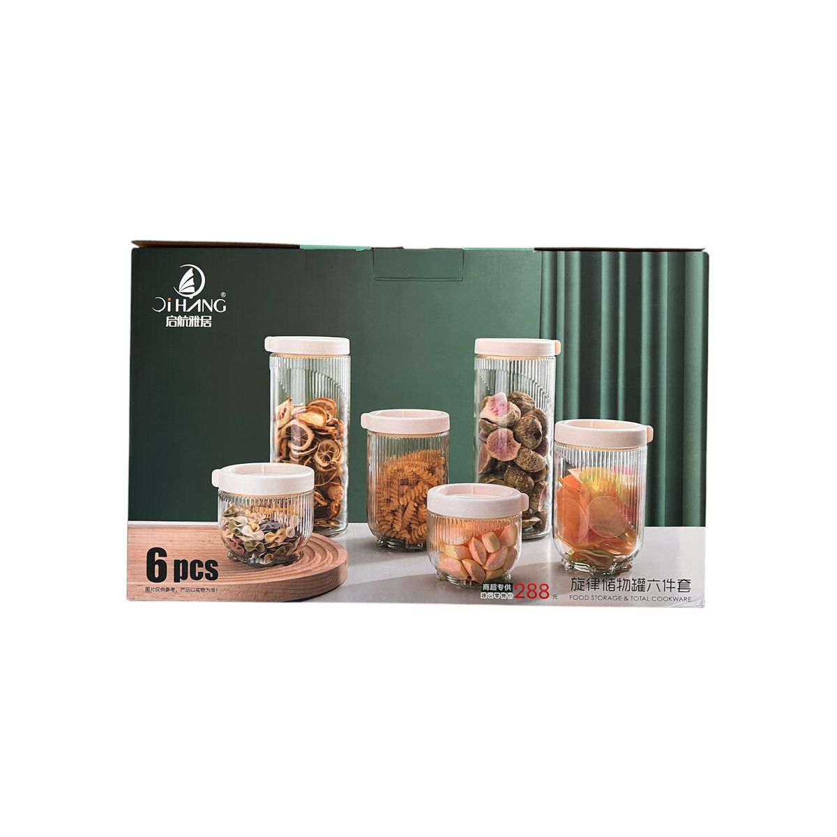GENERICO - Set 6 Envase Contenedor Frasco Cocina Vidrio Hermetico