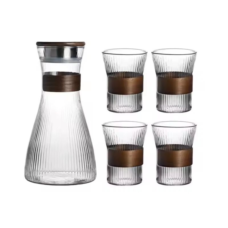 GENERICO - Set De Jarra Y 4 Vasos De Vidrio Elegante Hogar