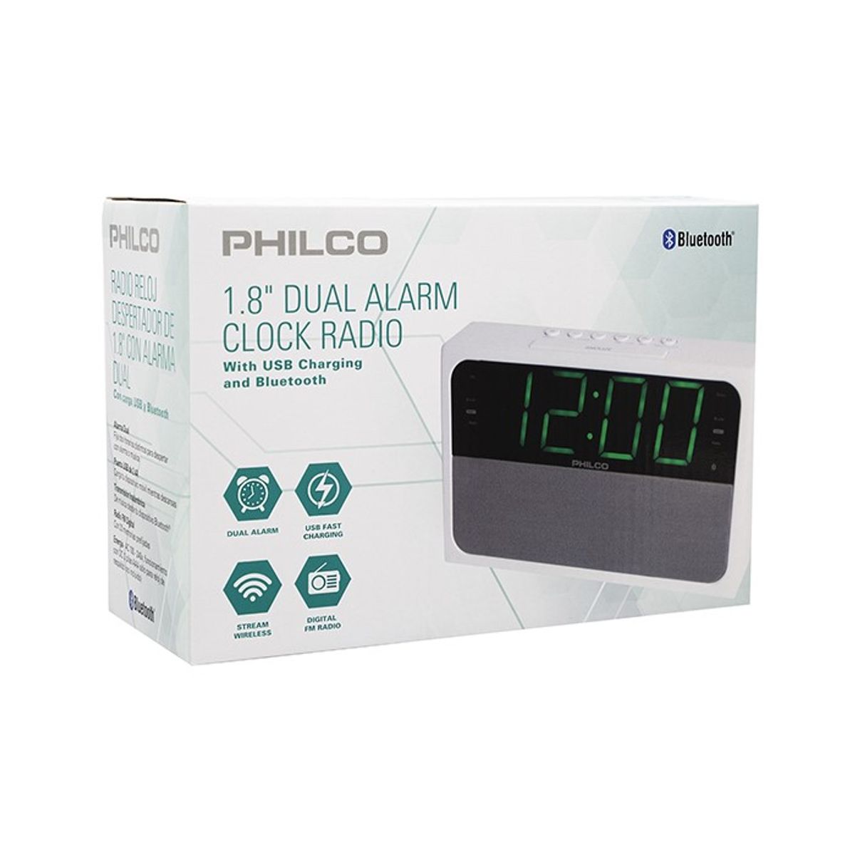 PHILCO - Radio Reloj Despertador BT Digital Philco 1018BT