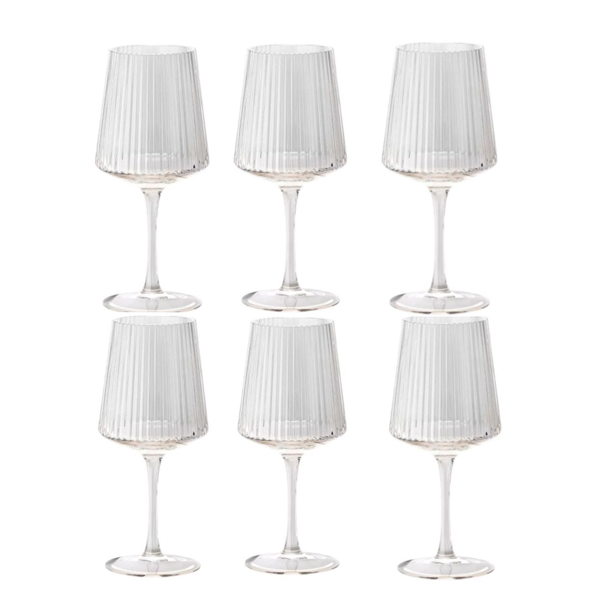 OEM - Pack 6 Copas Vasos Vino Vidrio Lineas