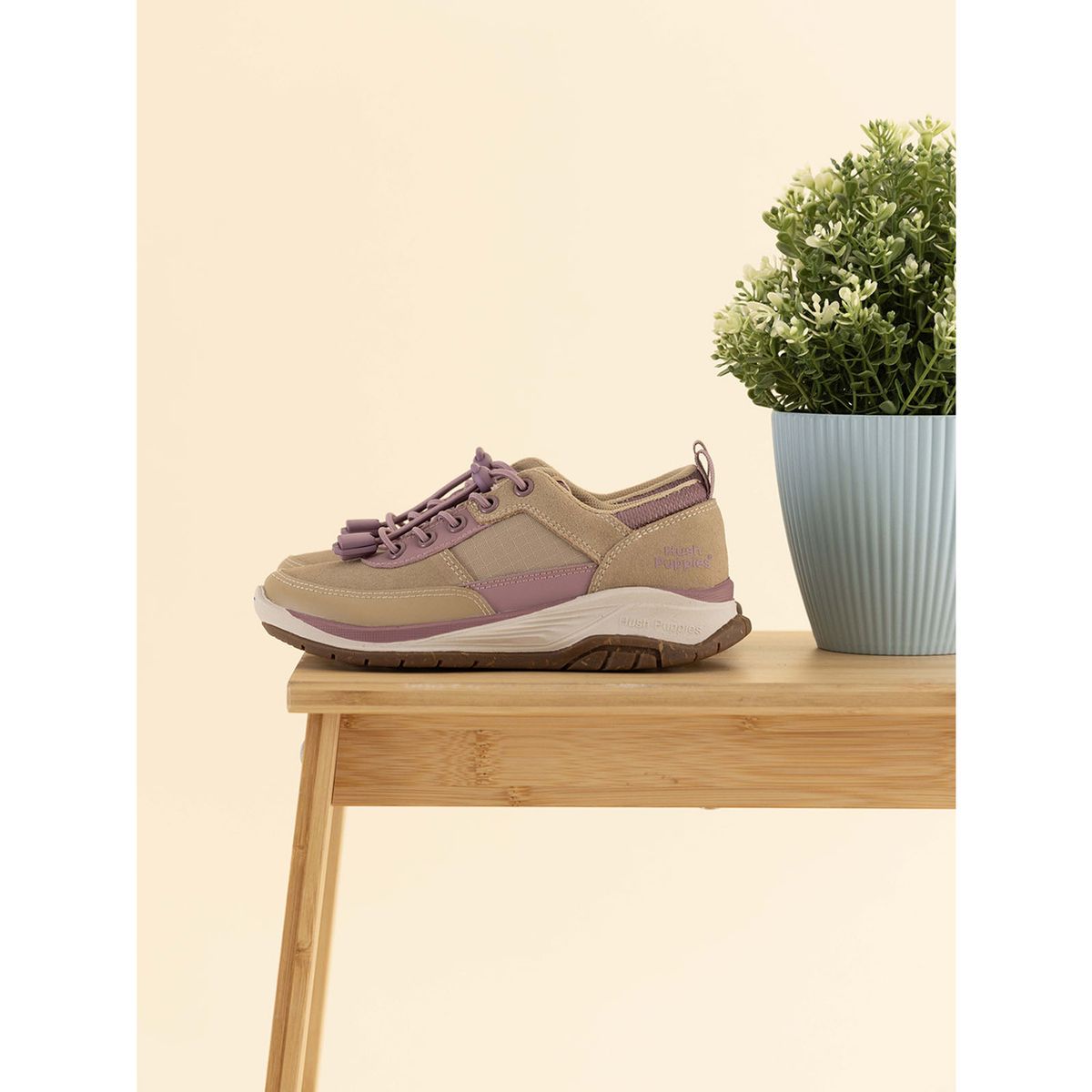 HUSH PUPPIES - Zapatilla Cuero Irving Niña Beige HUSH PUPPIES