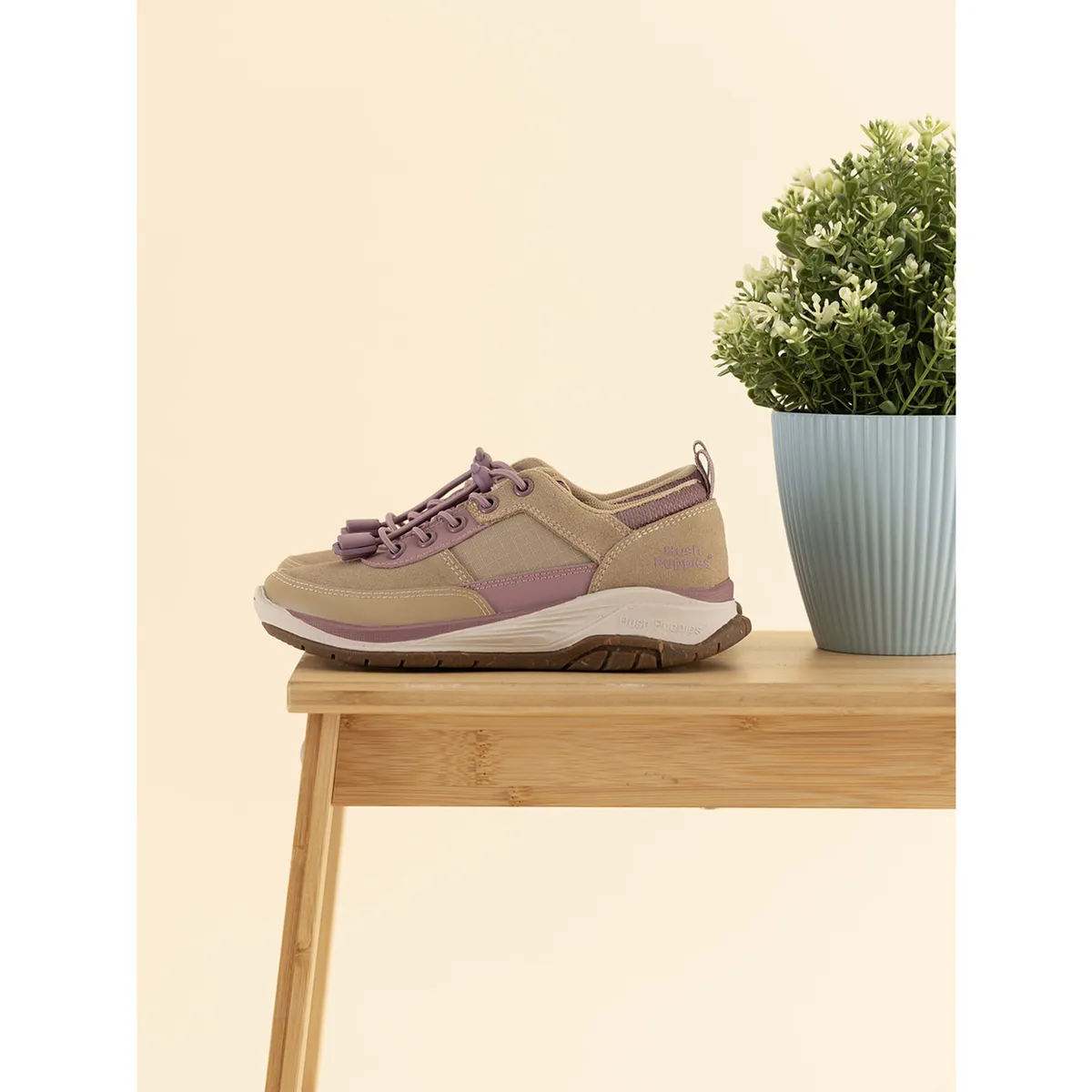 HUSH PUPPIES - Zapatilla Cuero Irving Niña Beige HUSH PUPPIES
