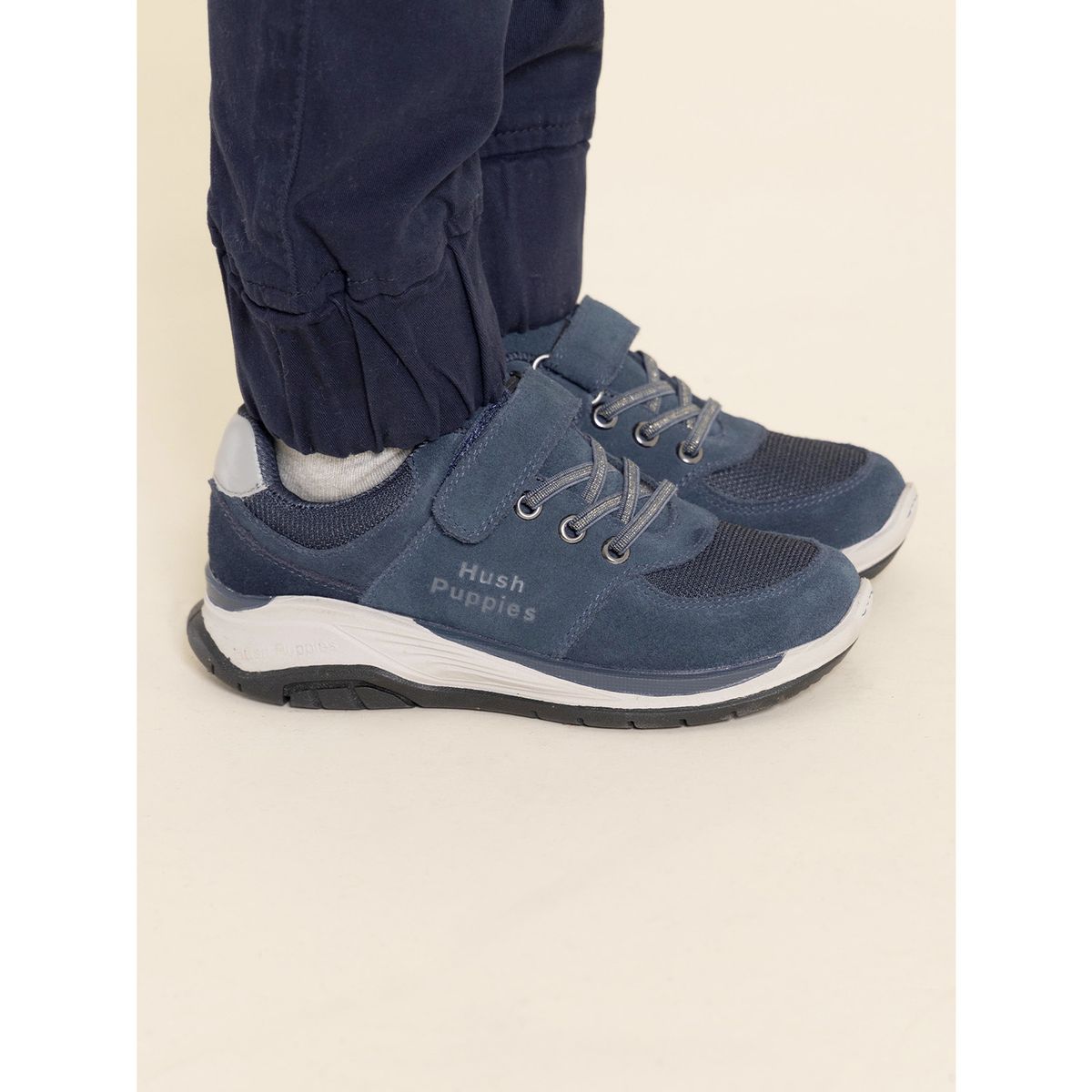 HUSH PUPPIES - Zapatilla Cuero Bambus Niño Azul HUSH PUPPIES