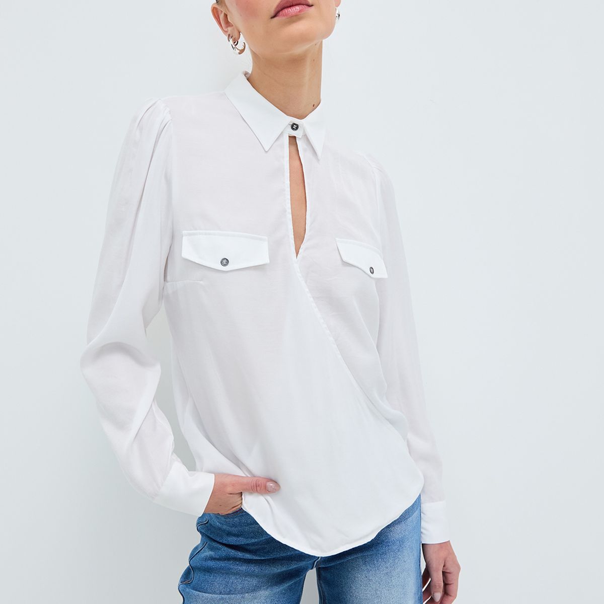 IO - Blusa Manga Larga Crudo Mujer Io