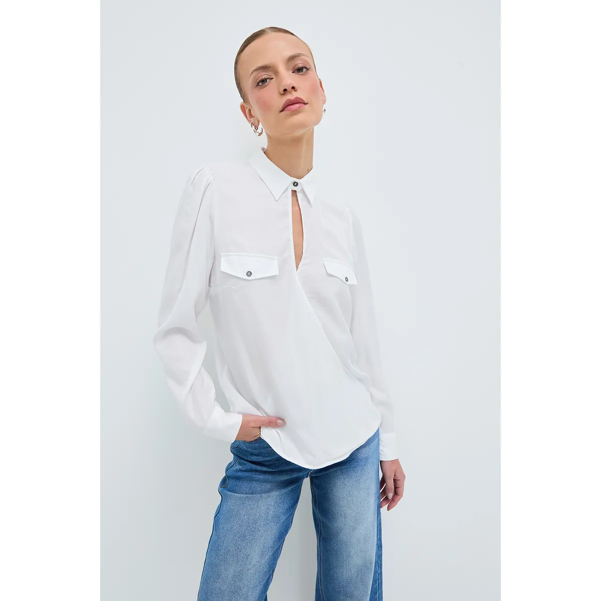 IO - Blusa Manga Larga Crudo Mujer Io