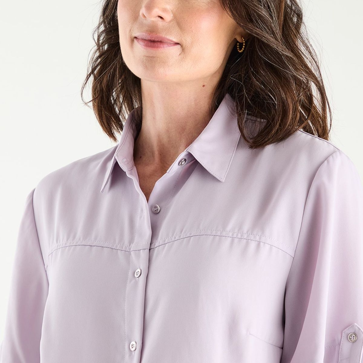 MA GRIFFE - Blusa Manga Corta Lila Medio Mujer Magriffe