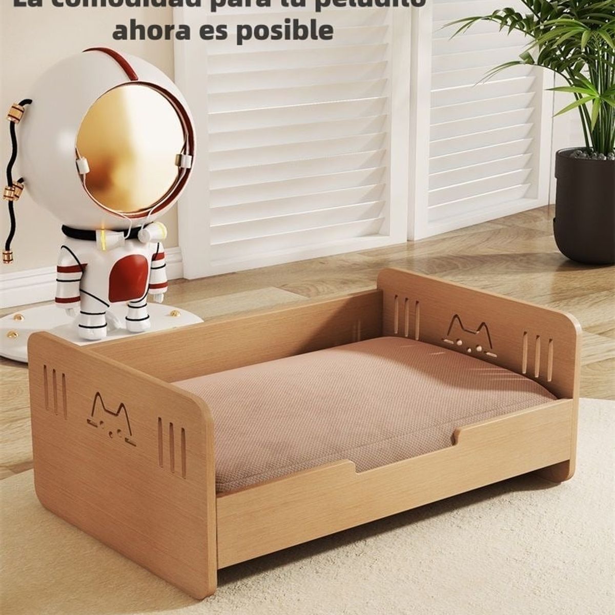 LUBABYCAS - Cama Para Mascotas Madera Con Colchón 50x70cm By LuBabycas