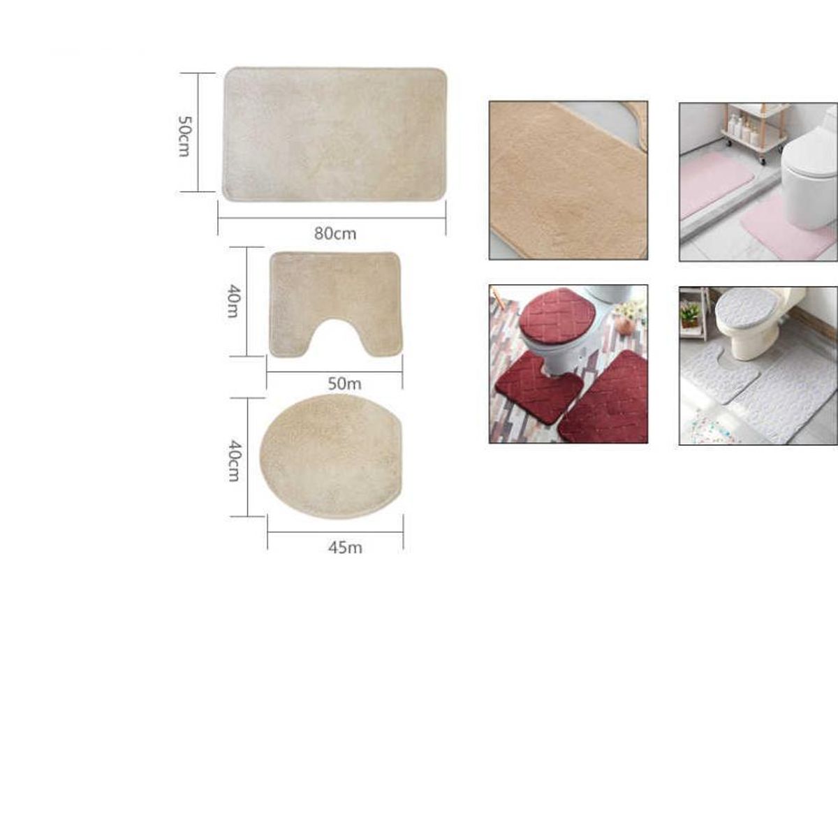 GENERICO - Set Alfombra para Baño 3 pcs