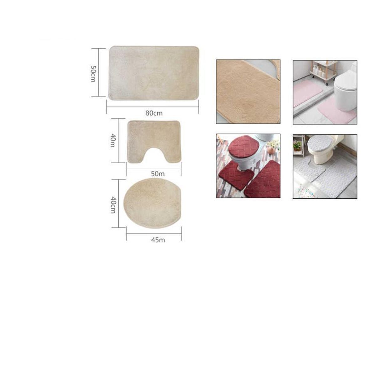 GENERICO - Set Alfombra para Baño 3 pcs
