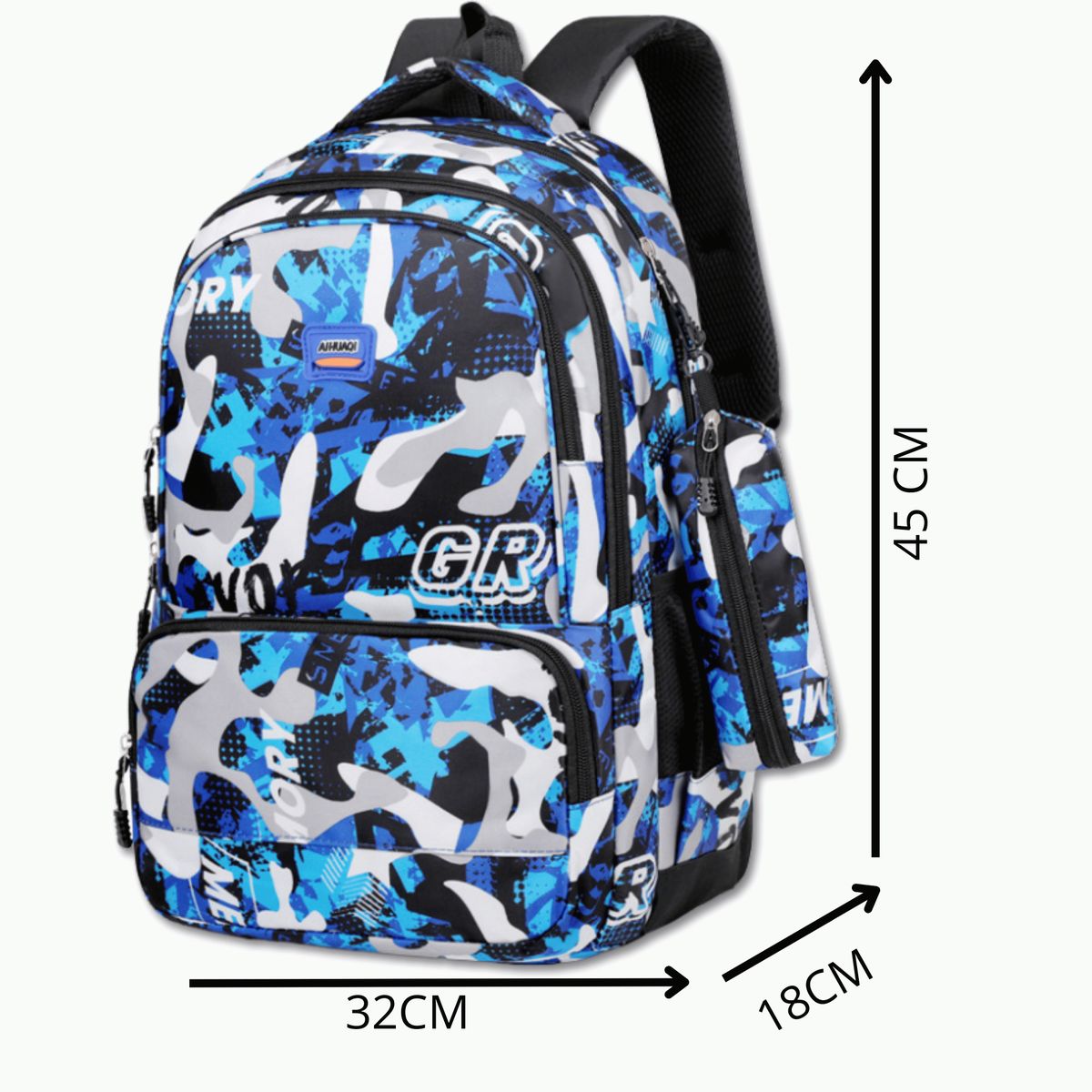 UTILISIMO - Mochila Escolar Juvenil y Universitario 45cm Camuflaje Unisex Blue