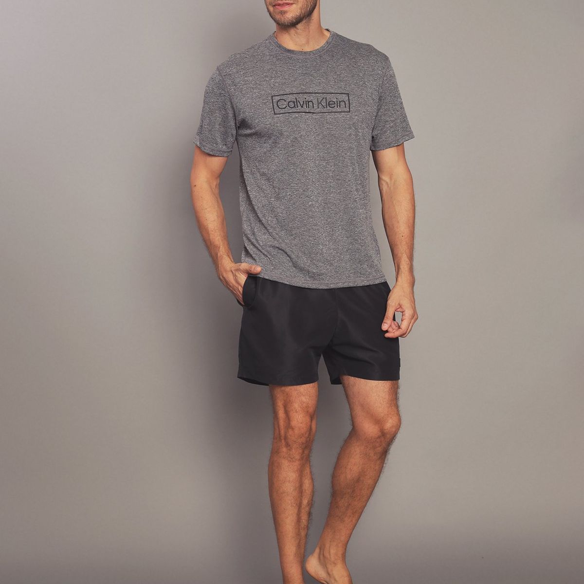 CALVIN KLEIN - Polera Rash Guard Gris Calvin Klein