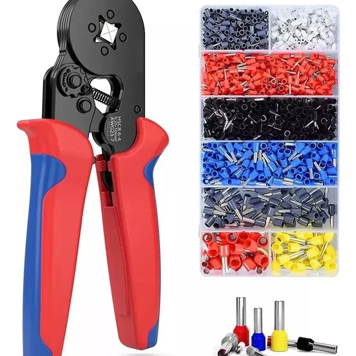 GENERICO - Alicate Crimpeadora Prensa Trinquete + 1200 Terminales