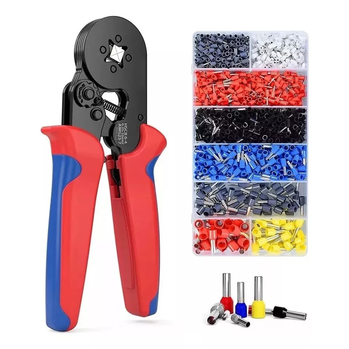 GENERICO - Alicate Crimpeadora Prensa Trinquete + 1200 Terminales