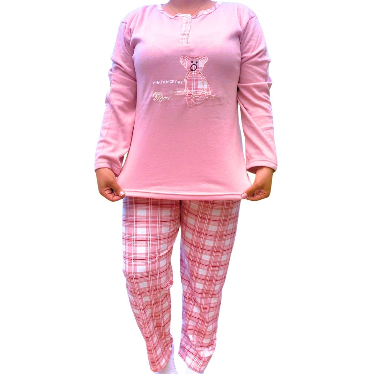 LIKE SHOP - Pijama Mujer Franela Invierno Manga Larga Diseños 538