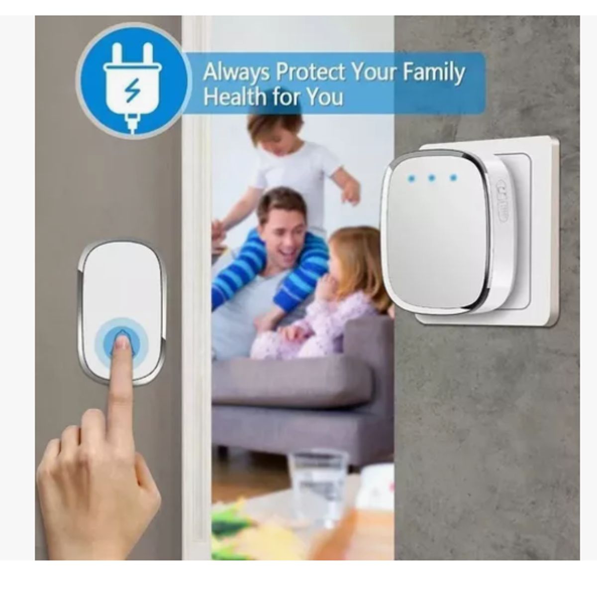 GENERICO - Timbre Inalámbrico Impermeable Con Luz Led 300m Color Blanco