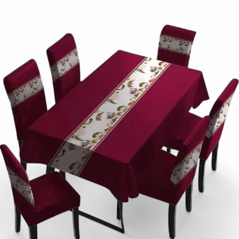 GENERICO - Pack De 6 Fundas De Sillas Elasticadas + Mantel Estampados