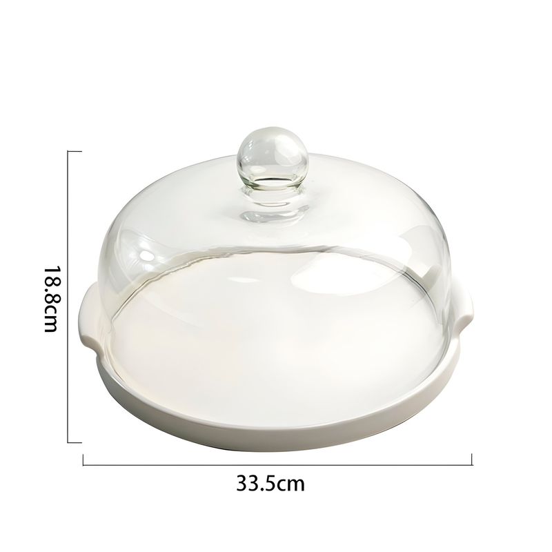 GENERICO - Plato Blanco Grande Para Alimentos + Cubierta De Cristal