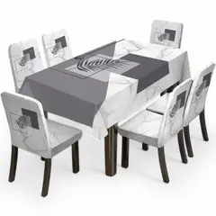 GENERICO - Pack De 6 Fundas De Sillas Elasticadas + Mantel Estampados