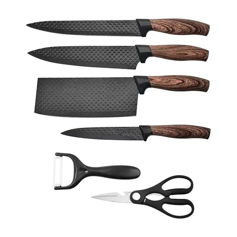 GENERICO - Juego De 6 Cuchillos De Cocina Cleaver y Tijeras Para Barbacoa