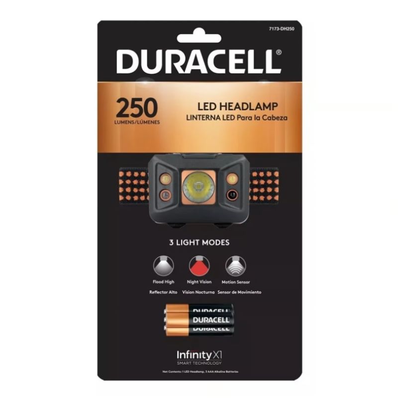 DURACELL - Linterna Led Duracell 250 Lúmenes de cabeza