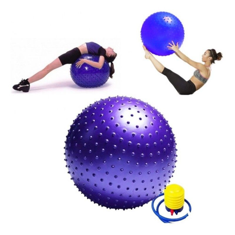 GENERICO - Pelota Balon Pilates Erizo 65cm Yoga + Bombin