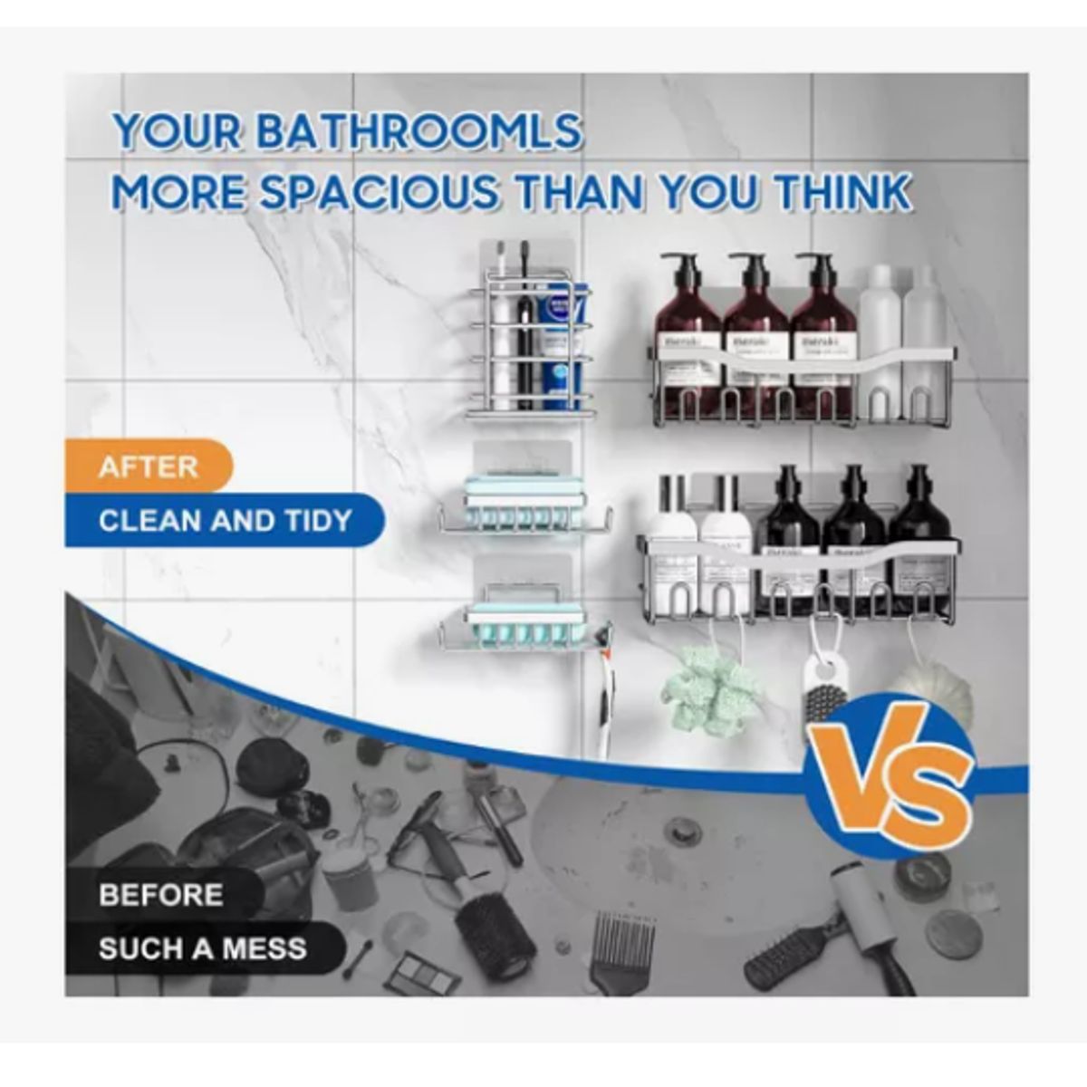 GENERICO - Set 5 Organizadores Esquineros De Ducha Colgadores Jaboneras