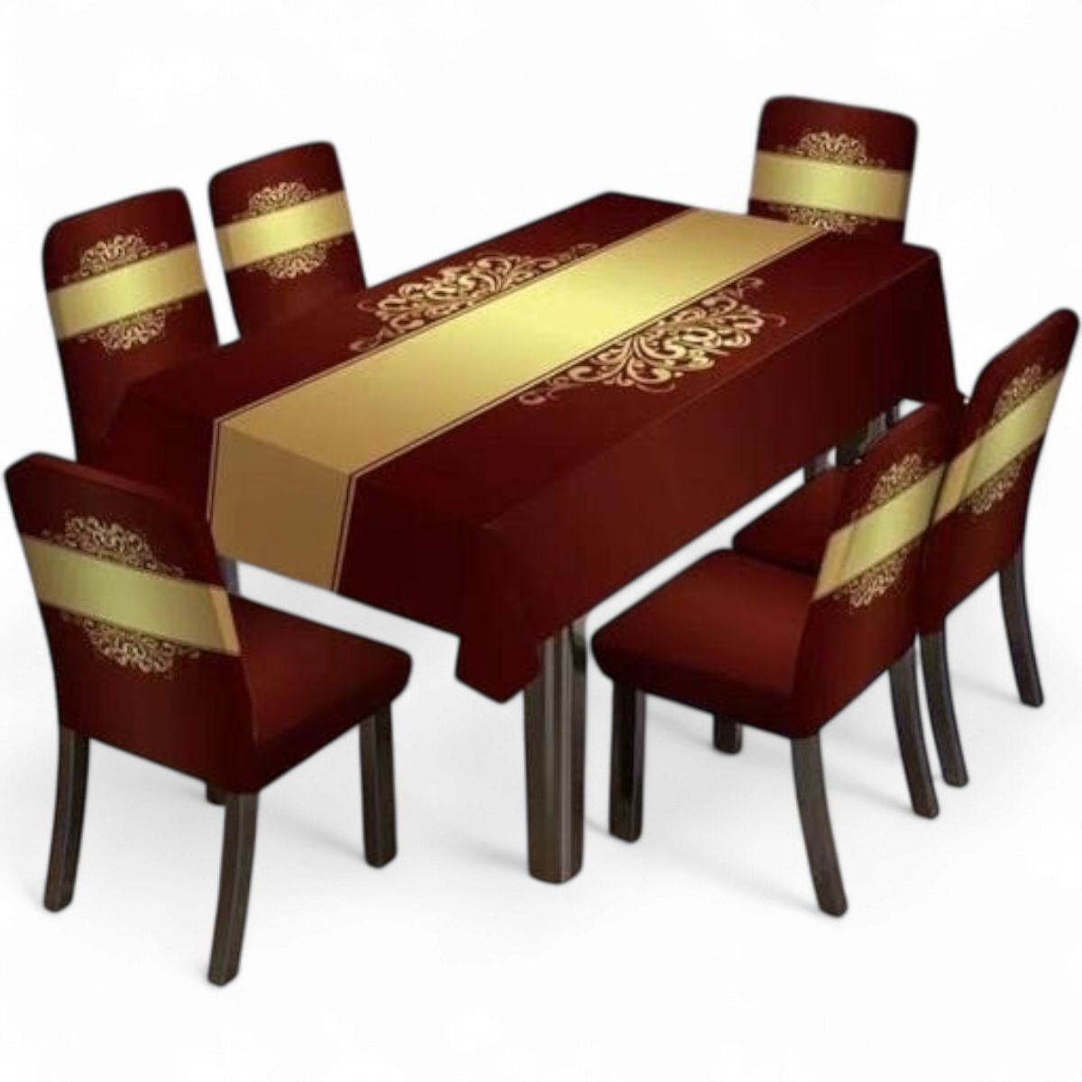 GENERICO - Pack De 6 Fundas De Sillas Elasticadas + Mantel Estampados